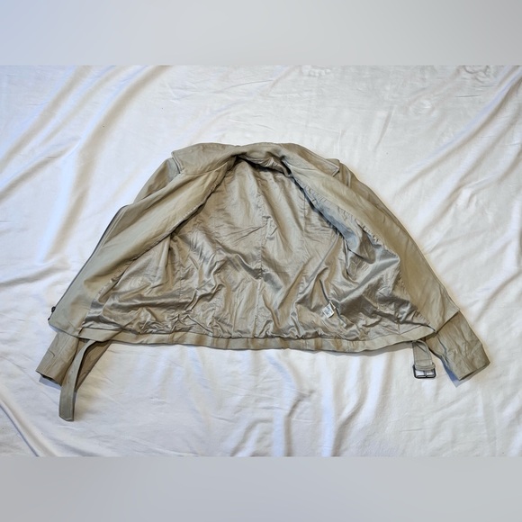 Theory Lamb Leather Moto Jacket light beige/taupe color size Large women’s - Picture 12 of 15